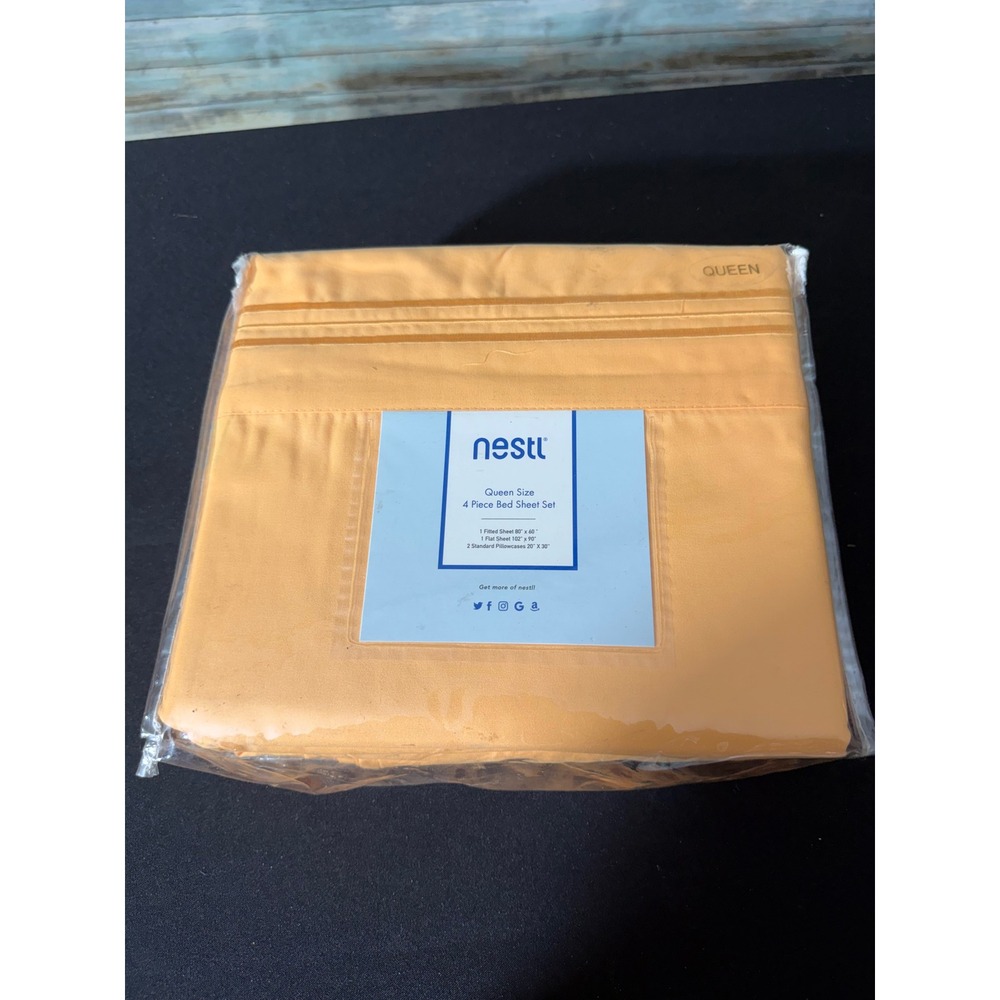 Nestl‎ Bed Sheet Set Queen Orange New 4 Piece Microfiber Hypoallergenic Soft